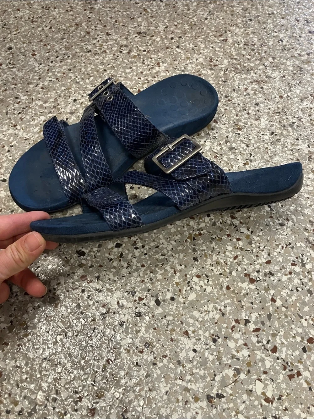 Vionic Skylar Sandals Navy Blue Adjustable Buckle (9)